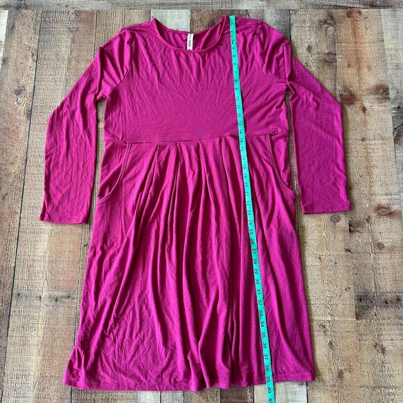 Zenana Premium Women's 2X Dress Pink Knit Stretch A Line Midi Length - Picture 3 of 6